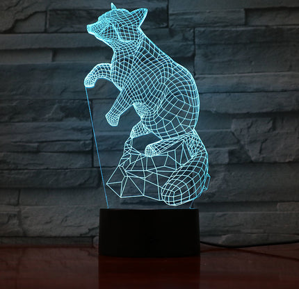 Kettu 3D-illuusio LED-yövalo lapsille