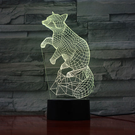 Kettu 3D-illuusio LED-yövalo lapsille