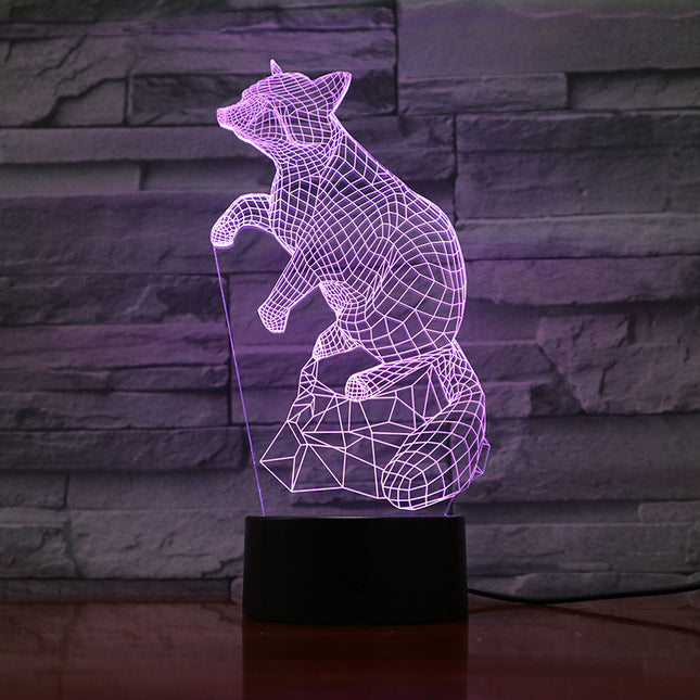 Kettu 3D-illuusio LED-yövalo lapsille