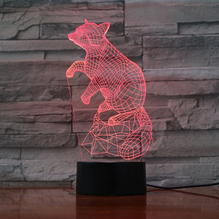 Kettu 3D-illuusio LED-yövalo lapsille