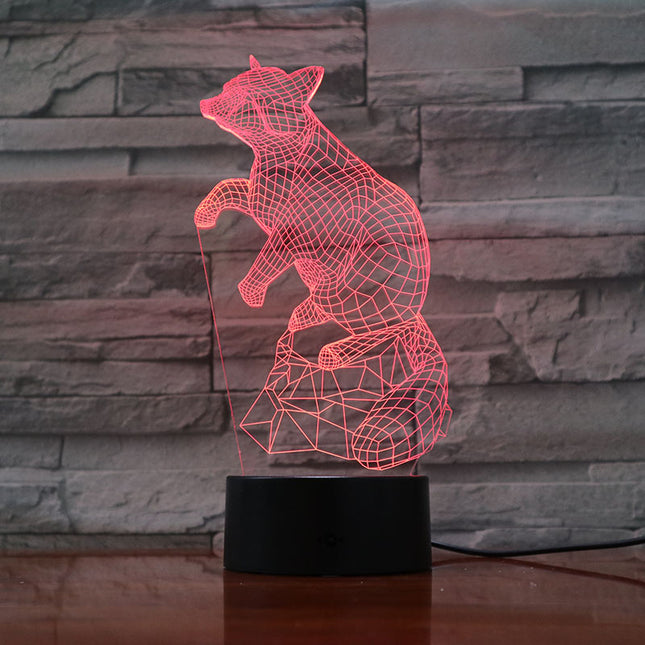 Kettu 3D-illuusio LED-yövalo lapsille