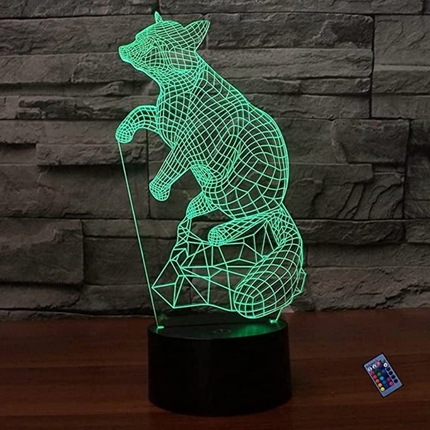 Kettu 3D-illuusio LED-yövalo lapsille