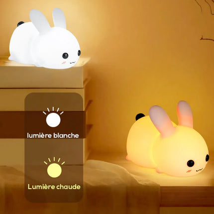 Kosketuksella säädettävä silikoninen pupu-yövalo