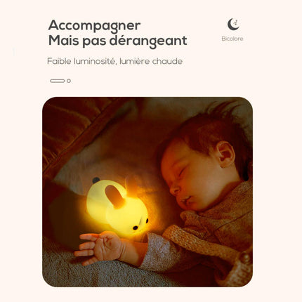 Kosketuksella säädettävä silikoninen pupu-yövalo