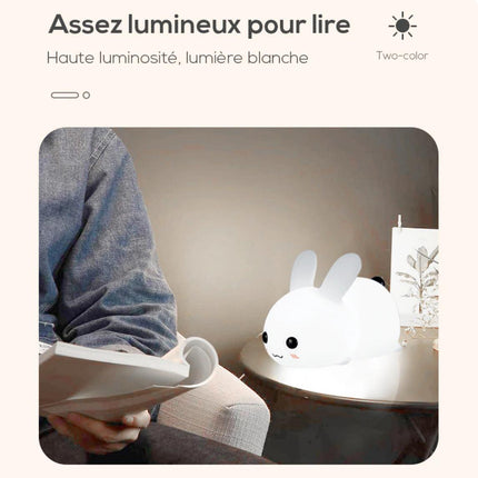 Kosketuksella säädettävä silikoninen pupu-yövalo