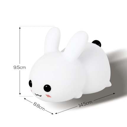 Kosketuksella säädettävä silikoninen pupu-yövalo