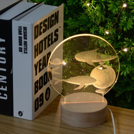 Satumaailma valas yövalo puujalustalla