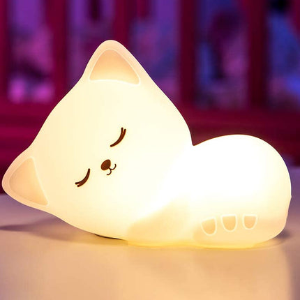 Pehmeä silikoninen kissa-yövalo kaukosäätimellä