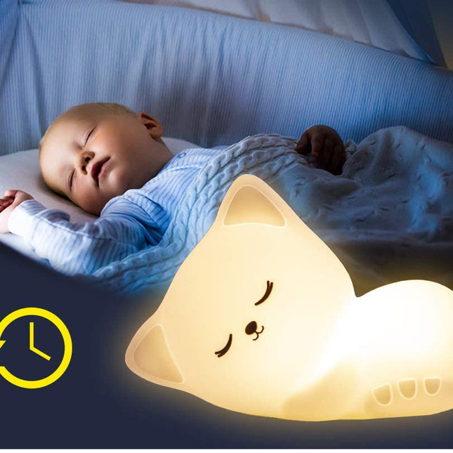 Pehmeä silikoninen kissa-yövalo kaukosäätimellä