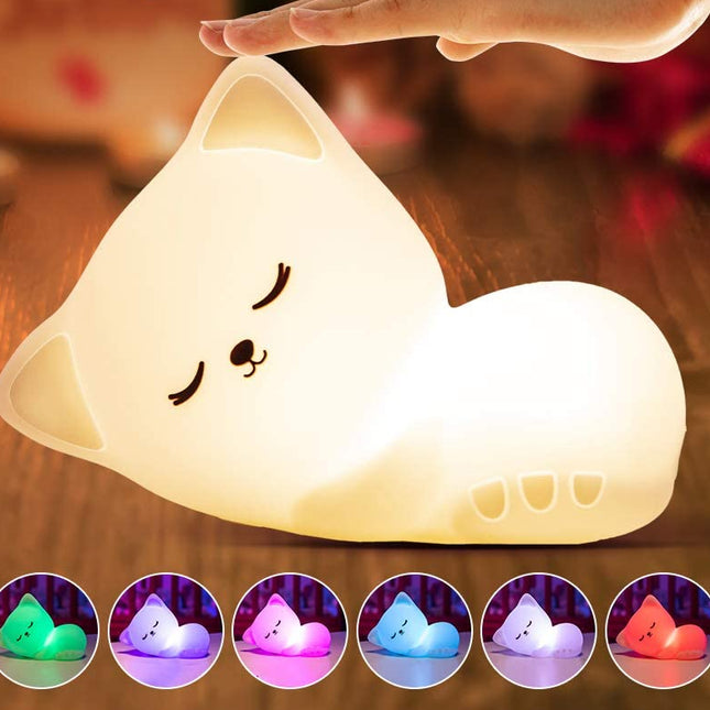 Pehmeä silikoninen kissa-yövalo kaukosäätimellä