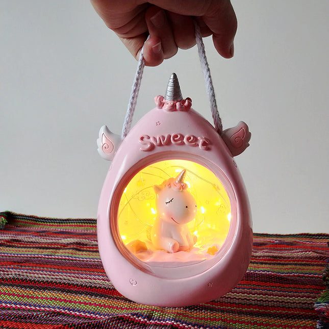 Pastellivärinen yksisarvinen LED-yövalo lapsille