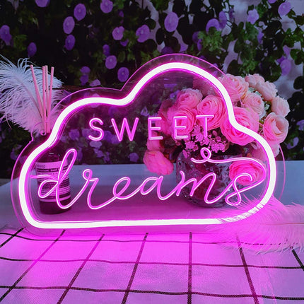 Sweet Dreams pilvi neon-kyltti sisustukseen