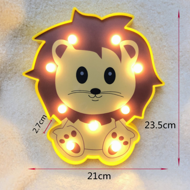 Leijona muotoinen LED-seinävalo lastenhuoneeseen