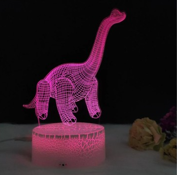 Pitkäkaula dinosaurus 3D LED-yövalo