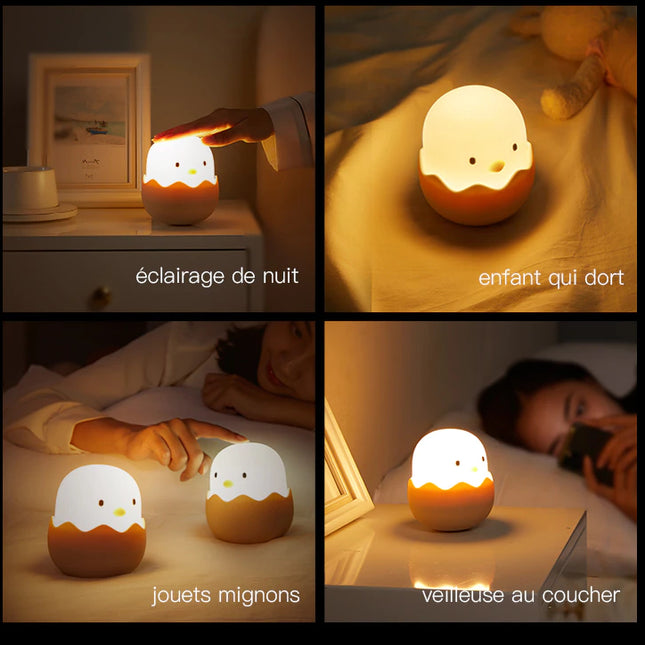 Silikoninen tipu-yövalo pehmeällä valolla lapselle