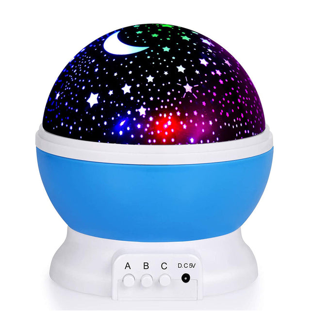 Pyörivä tähtitaivas-projektori yövalolla lapsille