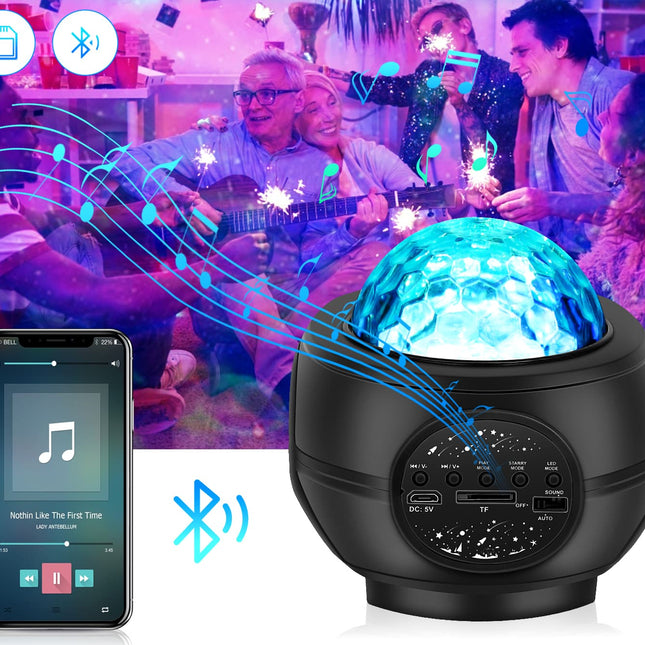 Tähtitaivas-projektori Bluetooth-kaiuttimella