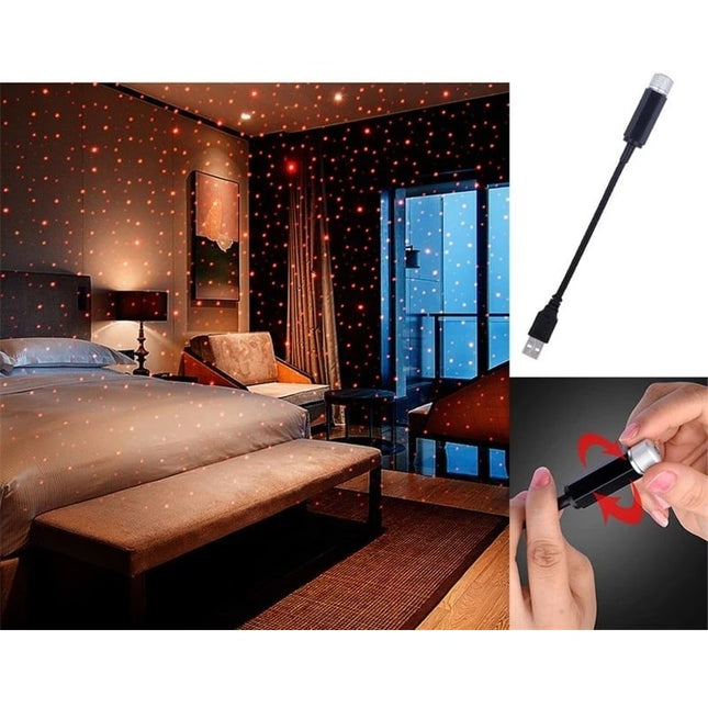 Taskukokoinen USB-tähtitaivasprojektori autoon