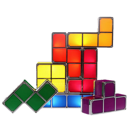 Koottava Tetris-palapeli lamppu värikkäillä paloilla