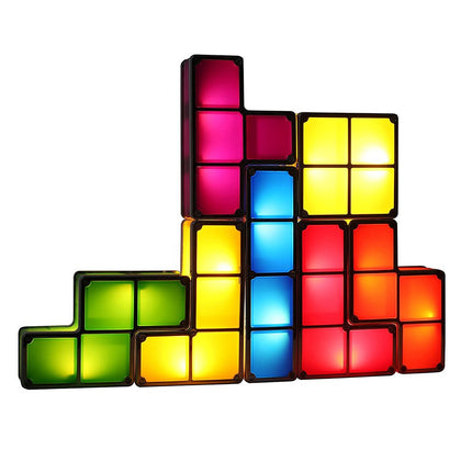 Koottava Tetris-palapeli lamppu värikkäillä paloilla