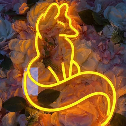 Tyylikäs kettu neon LED-seinäkoristevalo