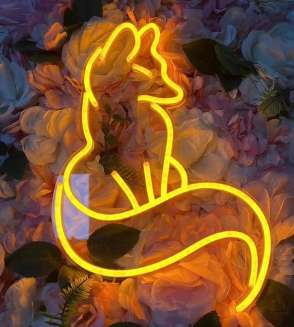 Tyylikäs kettu neon LED-seinäkoristevalo