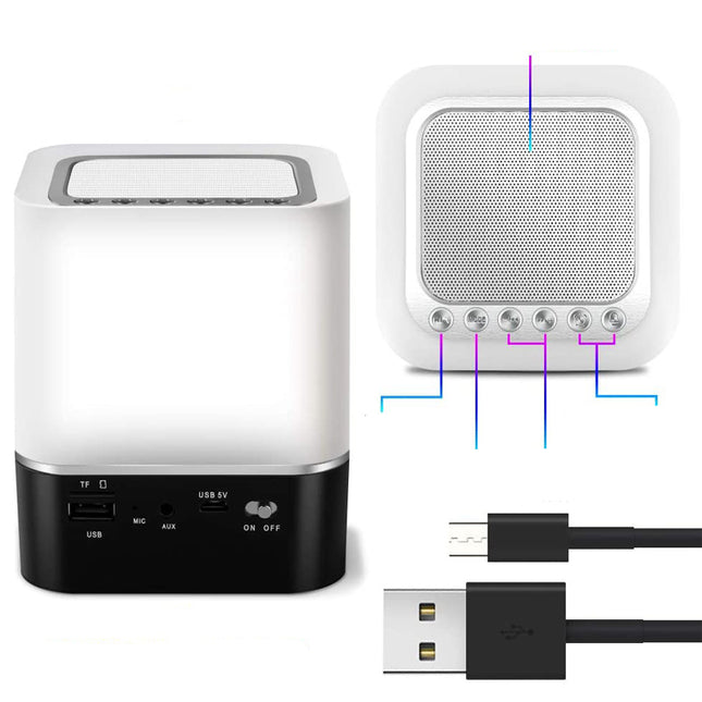 Kannettava yövalo Bluetooth-kaiuttimella ja kellolla