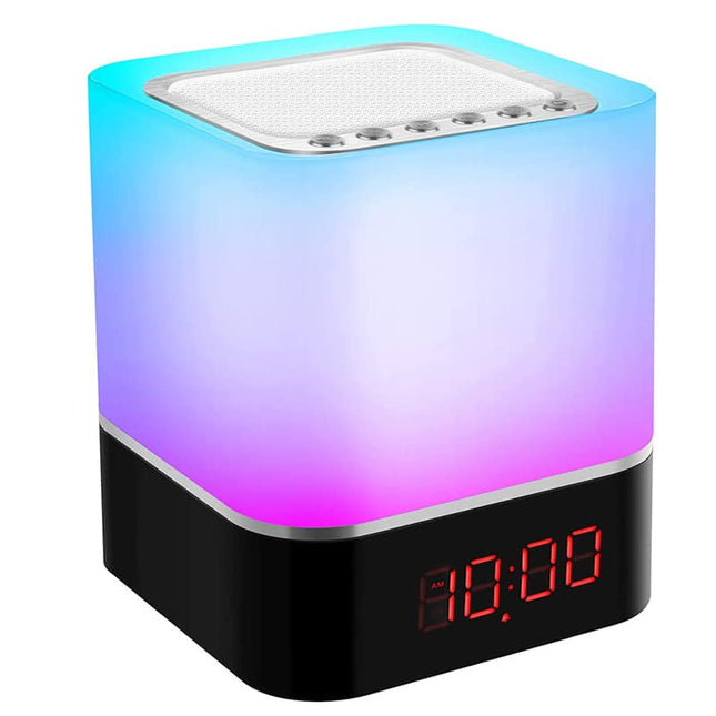Kannettava yövalo Bluetooth-kaiuttimella ja kellolla