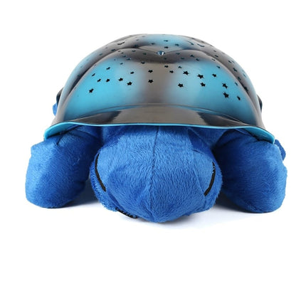 Tähtitaivasta heijastava kilpikonna-pehmolelu yövalo