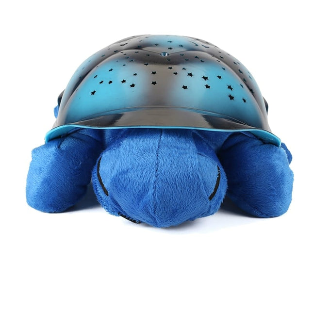 Tähtitaivasta heijastava kilpikonna-pehmolelu yövalo